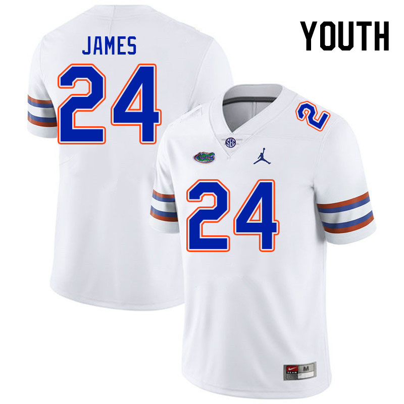 Youth #24 Kamran James Florida Gators College Football Jerseys Stitched-White